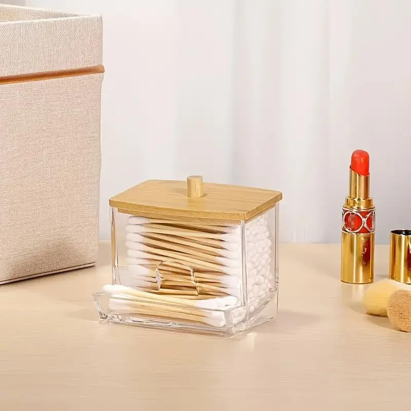 1pc Clear Cotton Swabs Storage Holder Dispenser with Lids