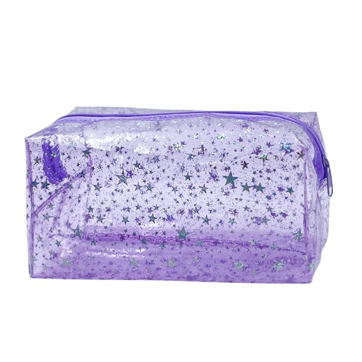 Clear Waterproof Makeup Bag with Star Pattern - Travel Toiletry Organizer for Women & Girls