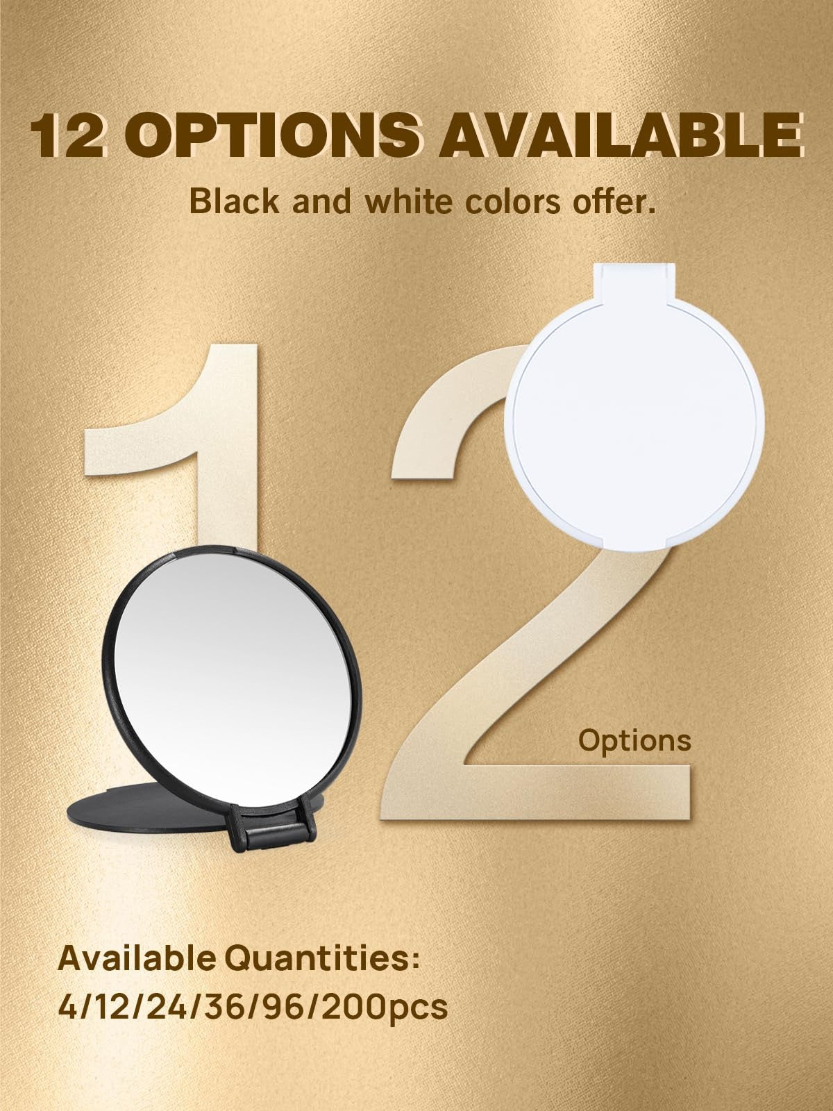 Black Round Makeup Mirrors Set of 12 Portable Compact Vanity Mirrors