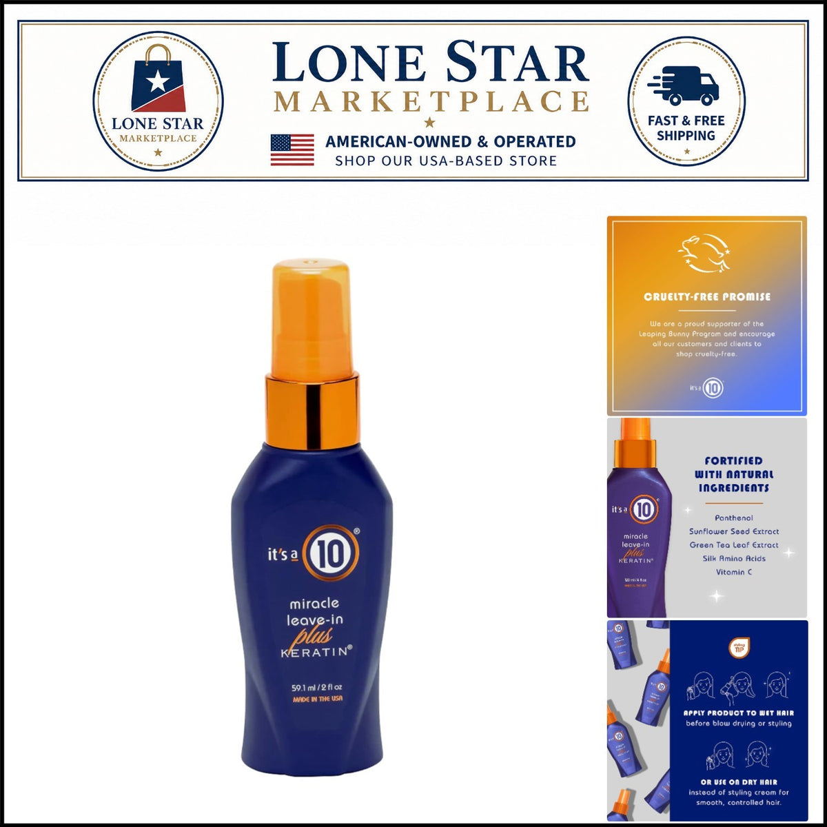 Hair Leave-In Conditioner with Keratin & Green Tea Scent - Heat & Breakage Protection