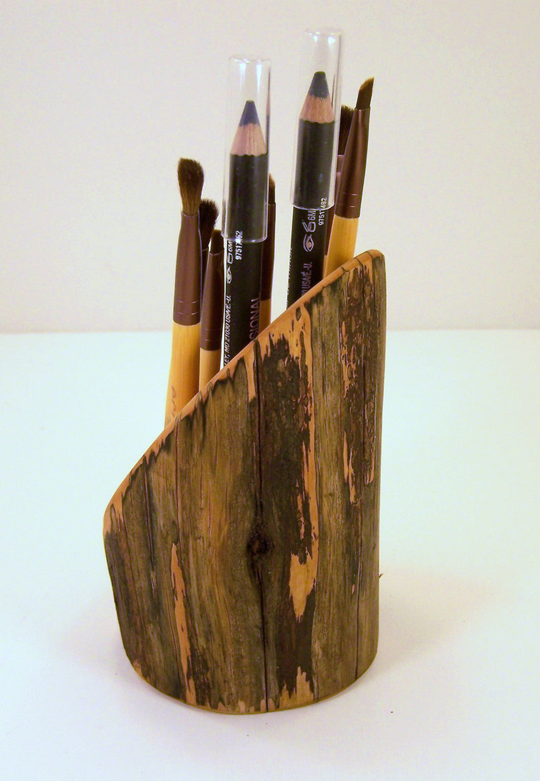 Red Cedar Makeup Brush Holder - Handmade Bathroom Organizer, Farmhouse Decor