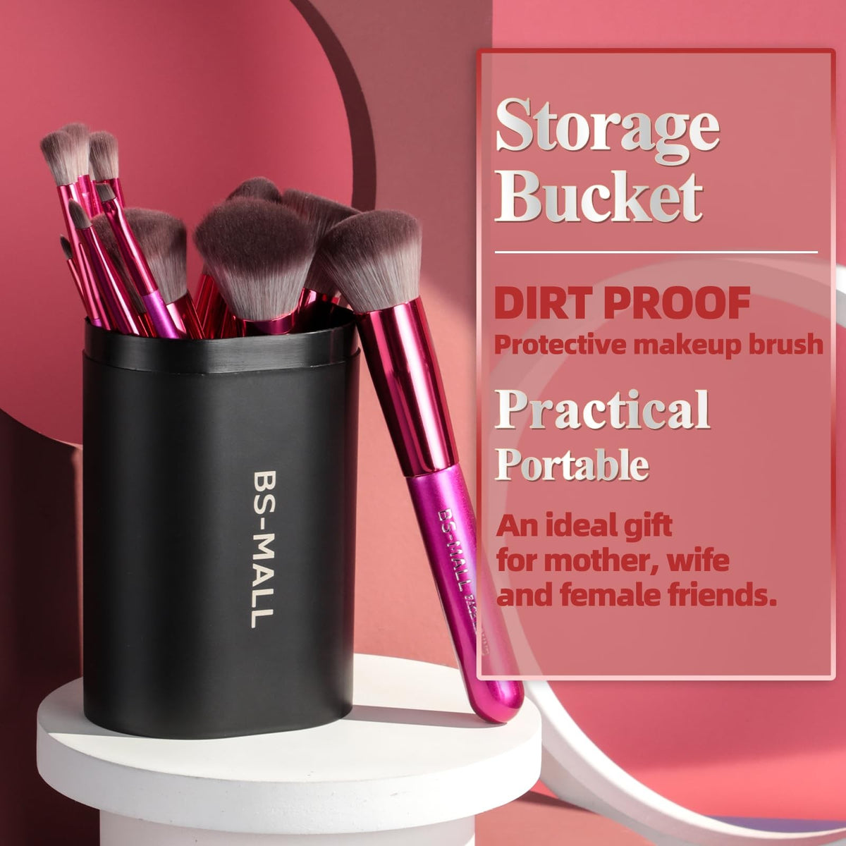 14-Piece Makeup Brush Set with Travel Case - Synthetic Face & Eye Tools