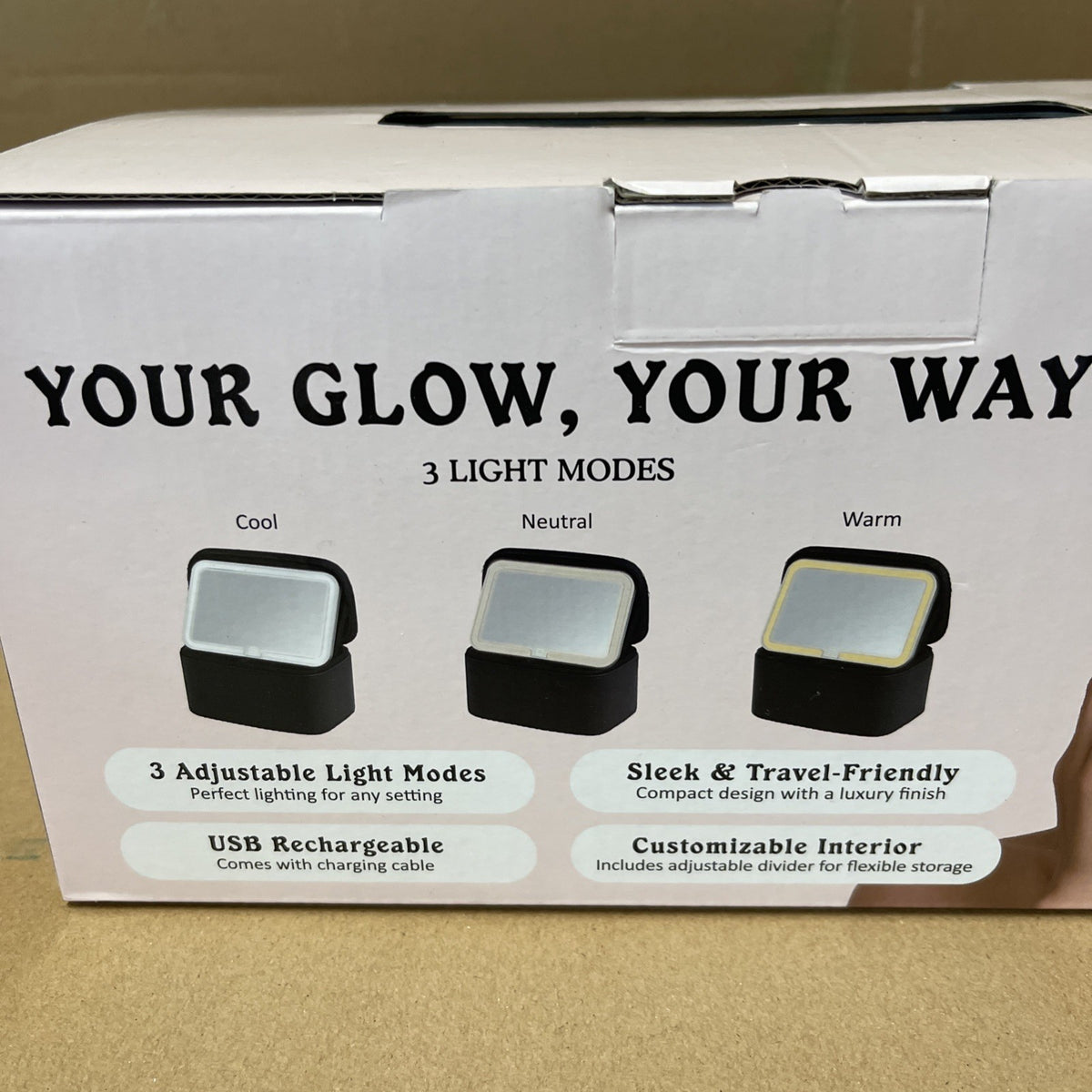 Lighted Makeup Case with LED Mirror USB-C Charging Travel Bag