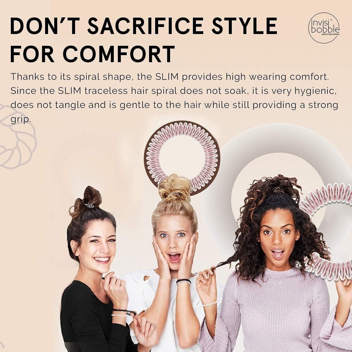 Invisibobble Slim Bella Rosa Elegant Hair Ring 3 Pack