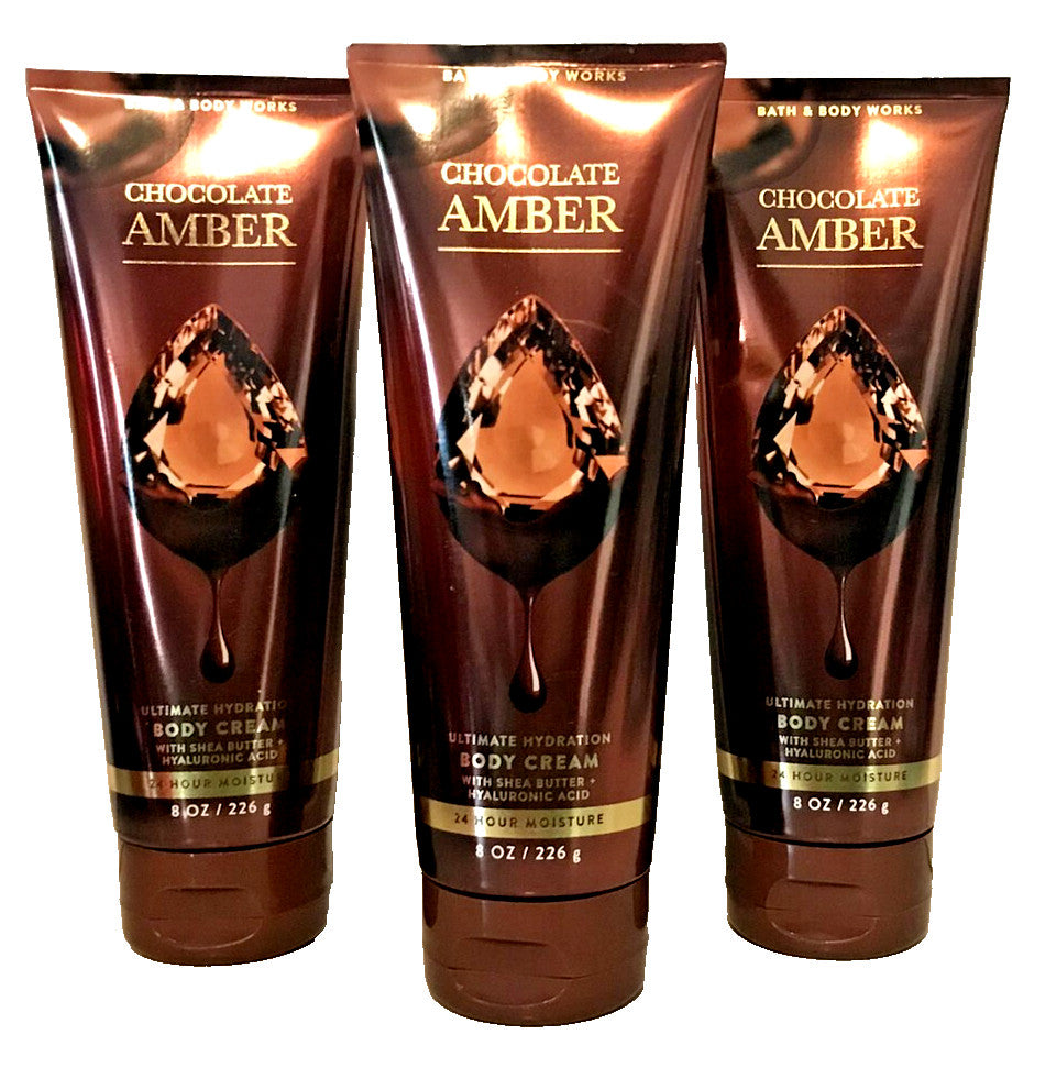 Chocolate Amber Body Cream - 24 Hour Moisture, 3 x 8 oz
