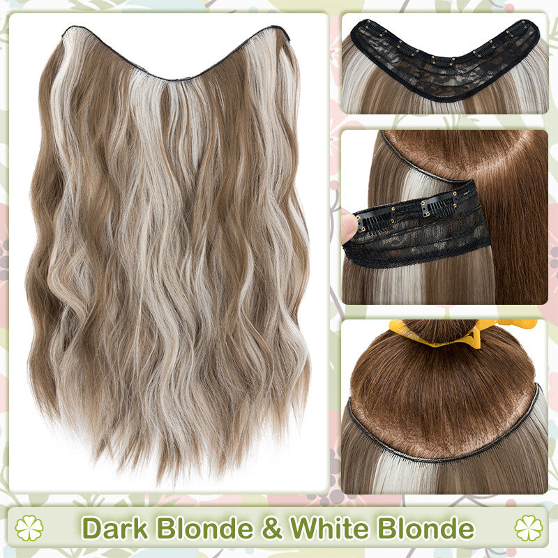 One Piece Clip-In Hair Extensions 3/4 Full Head V-Shaped Hairpiece Multiple Colors & Lengths