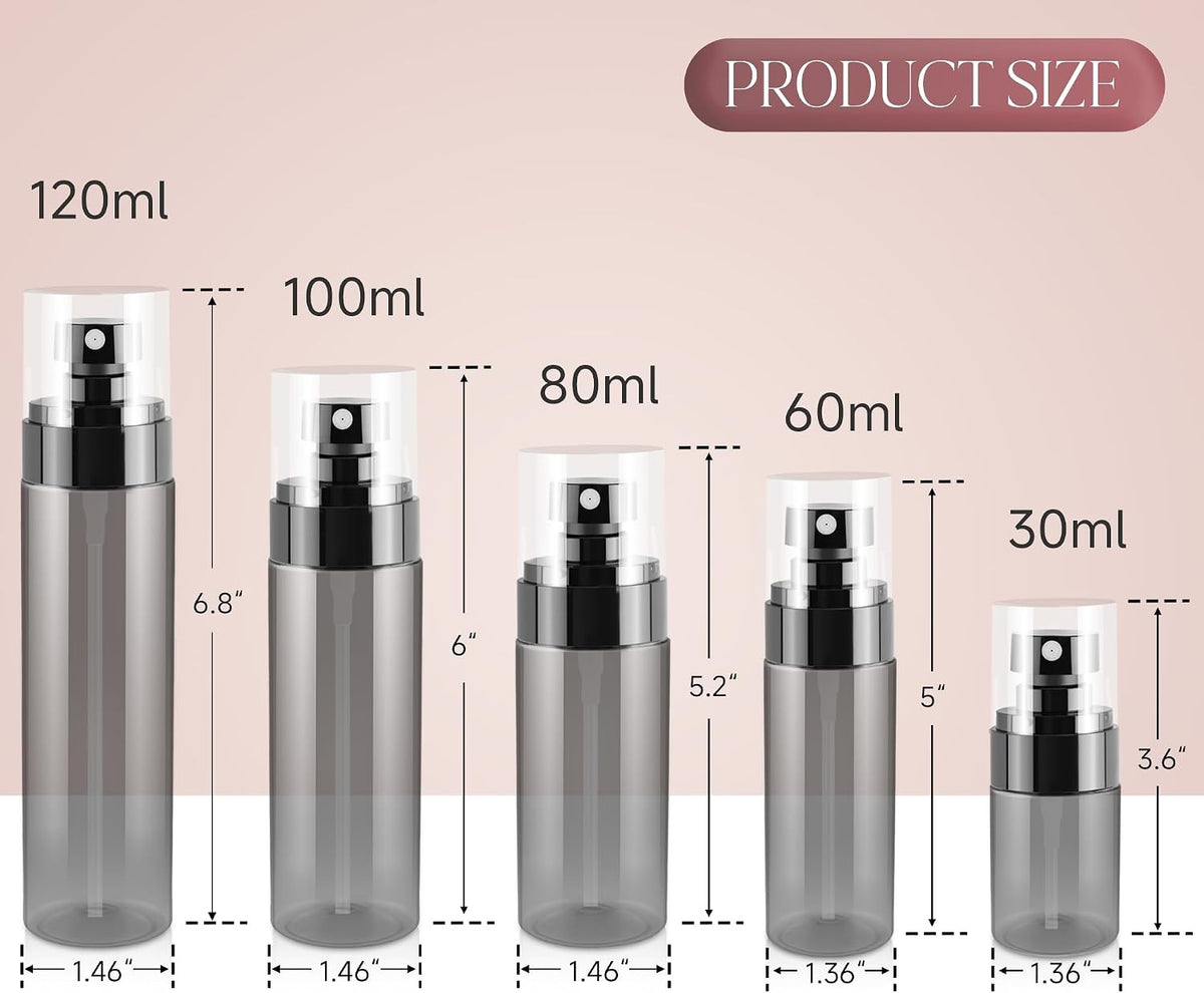 2.7oz Refillable Travel Spray Bottles Set - Portable Fine Mist Containers