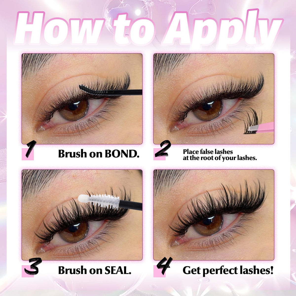 DIY Eyelash Extension Kit 120 Wispy Cluster Lashes 10-16mm - Natural Lash