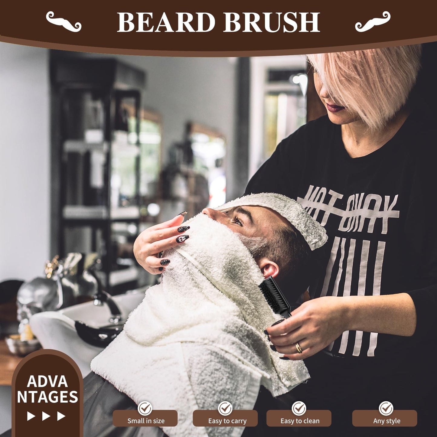 Barber Neck Duster Brush with Wooden Handle and Soft Fiber Bristles