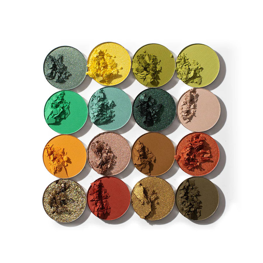16-Color Highly Pigmented Eyeshadow Palette with Mirror - Matte, Shimmer & Glitter Shades