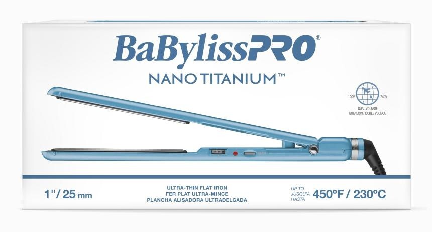 BaBylissPRO Nano Titanium 1-Inch Ultra-Thin Flat Iron for Hair Styling