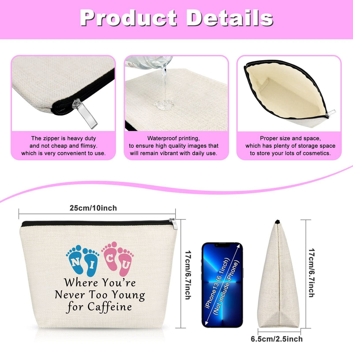 NICU Nurse Gift Makeup Bag for Women - Appreciation, Midwife & Pediatrician Gift