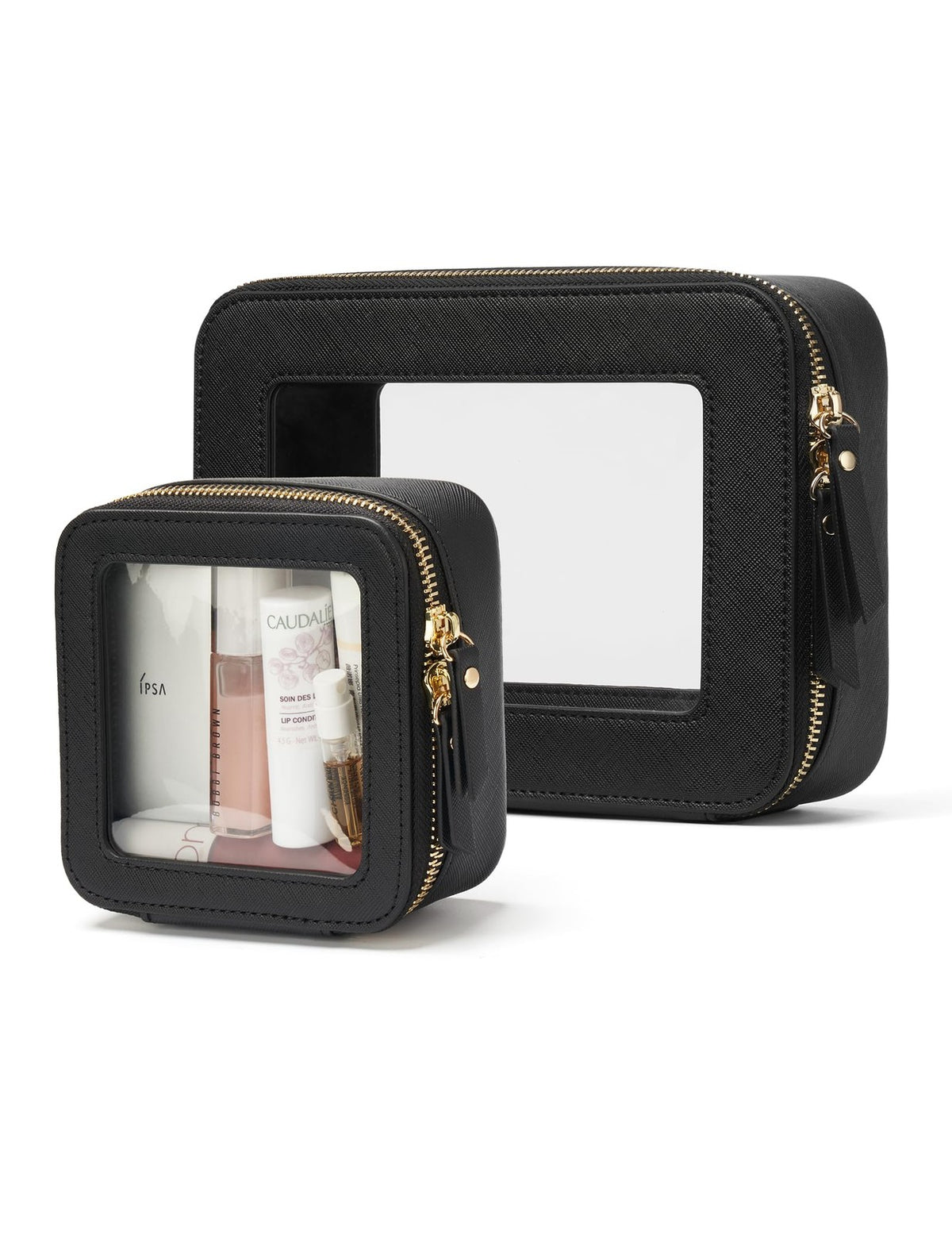 Clear Makeup Bag Set of 2 - Medium and Mini Travel Cosmetic Organizers