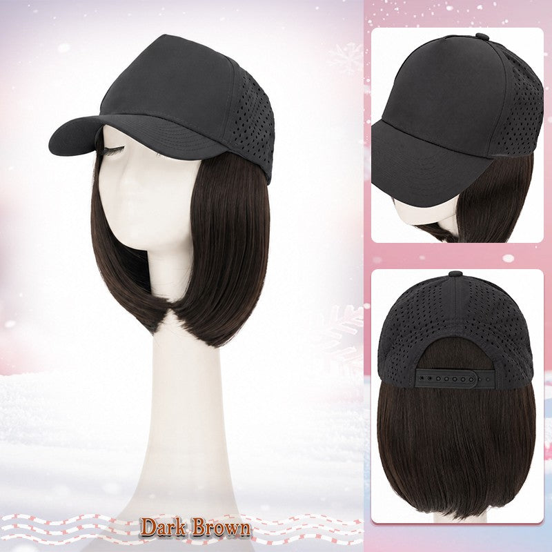 Unisex Wavy Long Hair Beret Cap with Synthetic Hair - Casual Hat Wig