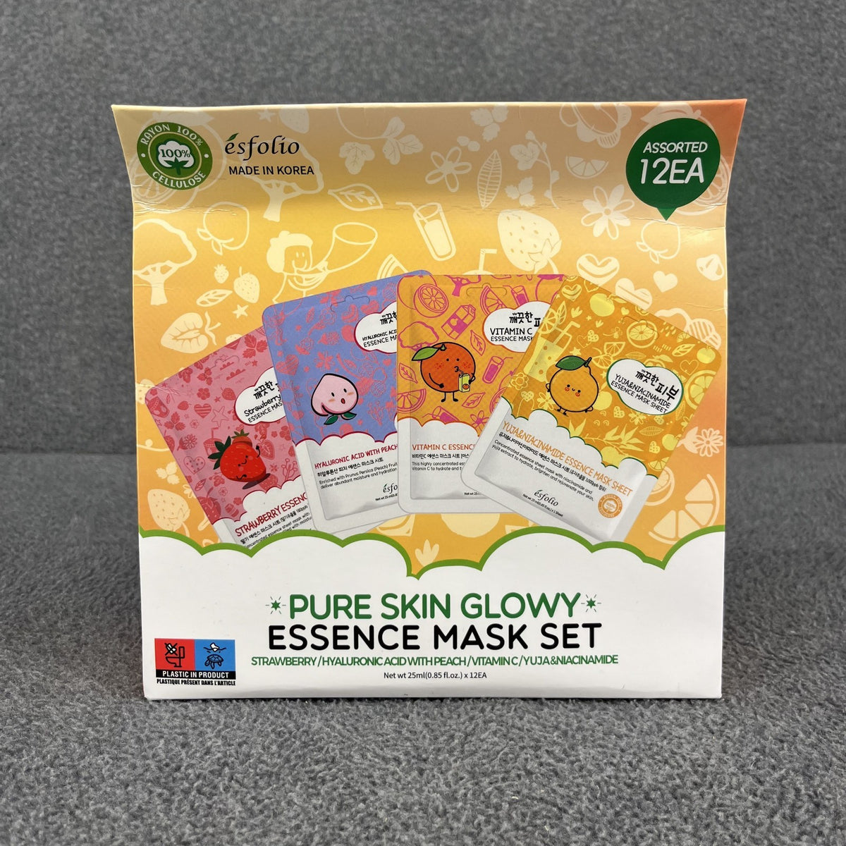 Pure Skin Glowy Essence Mask Set - Strawberry Peach