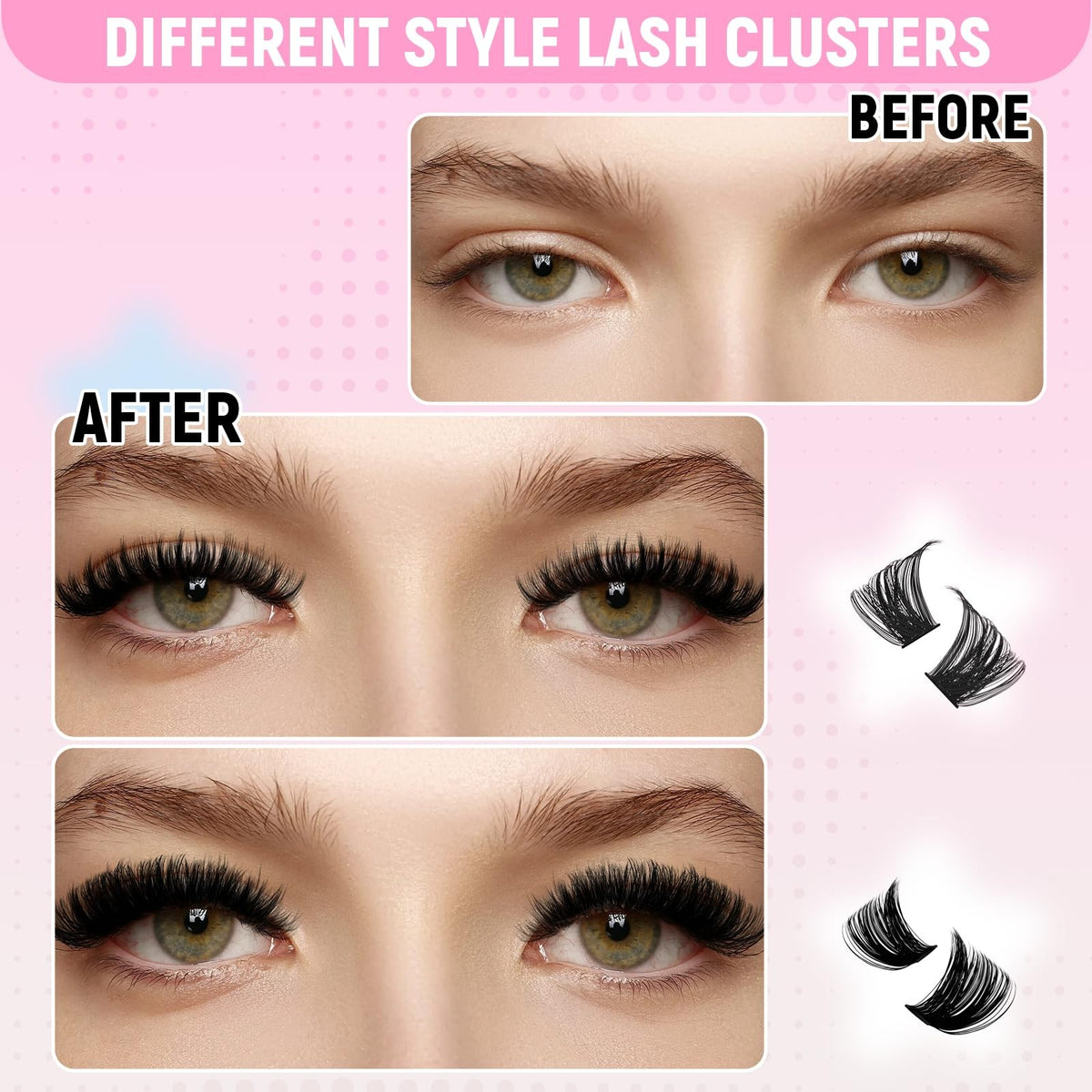 DIY Lash Clusters Kit 80D+100D Natural D Curl Extensions 10-18mm