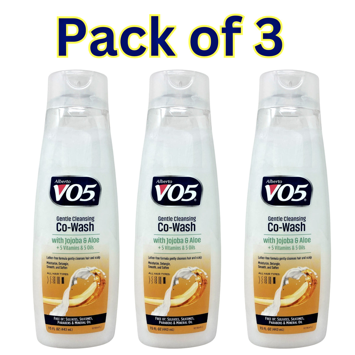 Gentle Hair Co-Wash with Jojoba, Aloe, Vitamins & Oils - 3 Pack 15oz