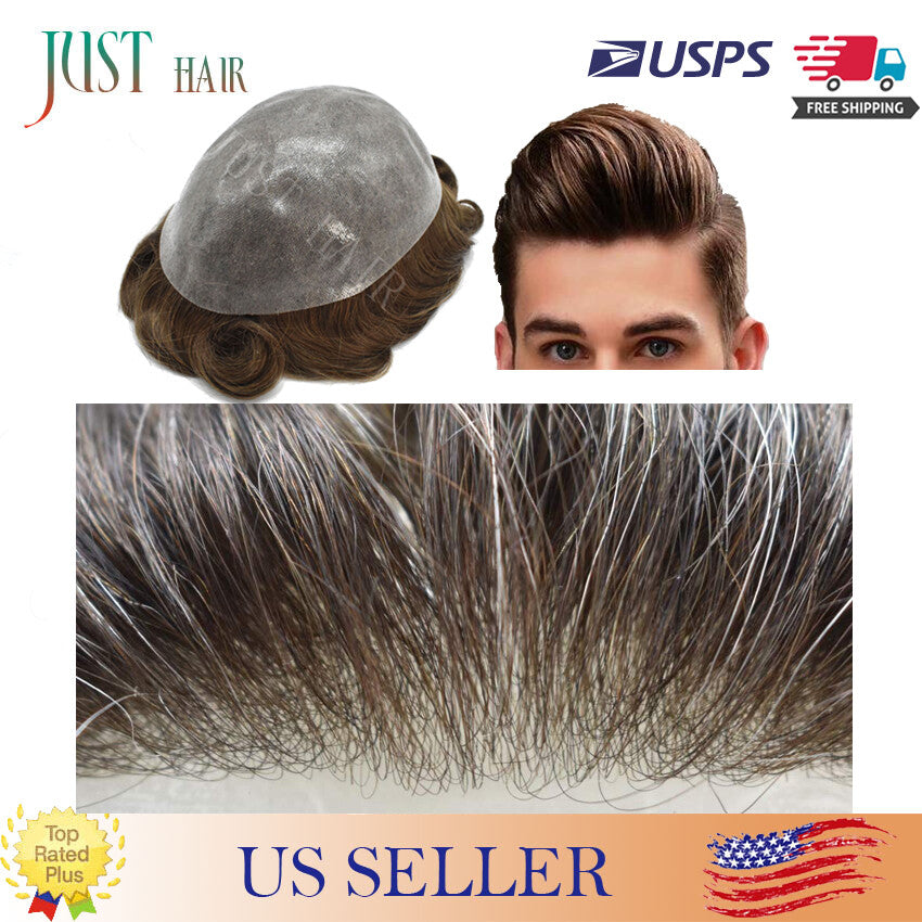 Men's Hair Replacement System Full Poly Skin Toupee - Remy Human Hair Wig