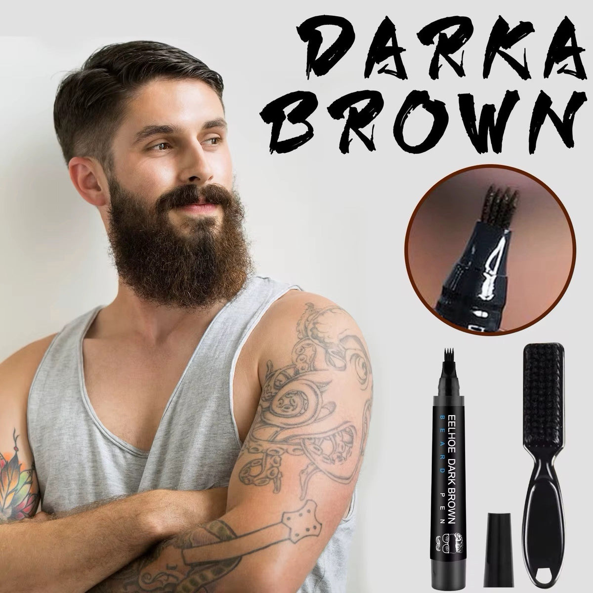 Waterproof Beard Pencil Filler Pen Hair Moustache Eyebrow Pocket