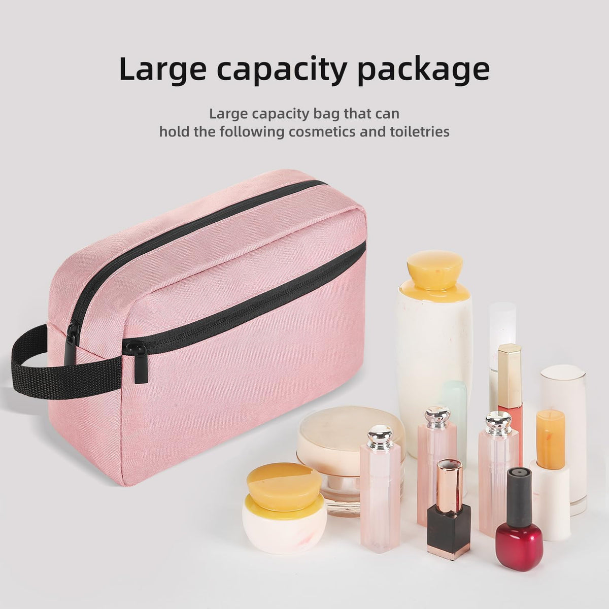 Travel Toiletry Bag for Women & Men Hanging Cosmetic Organizer Pink