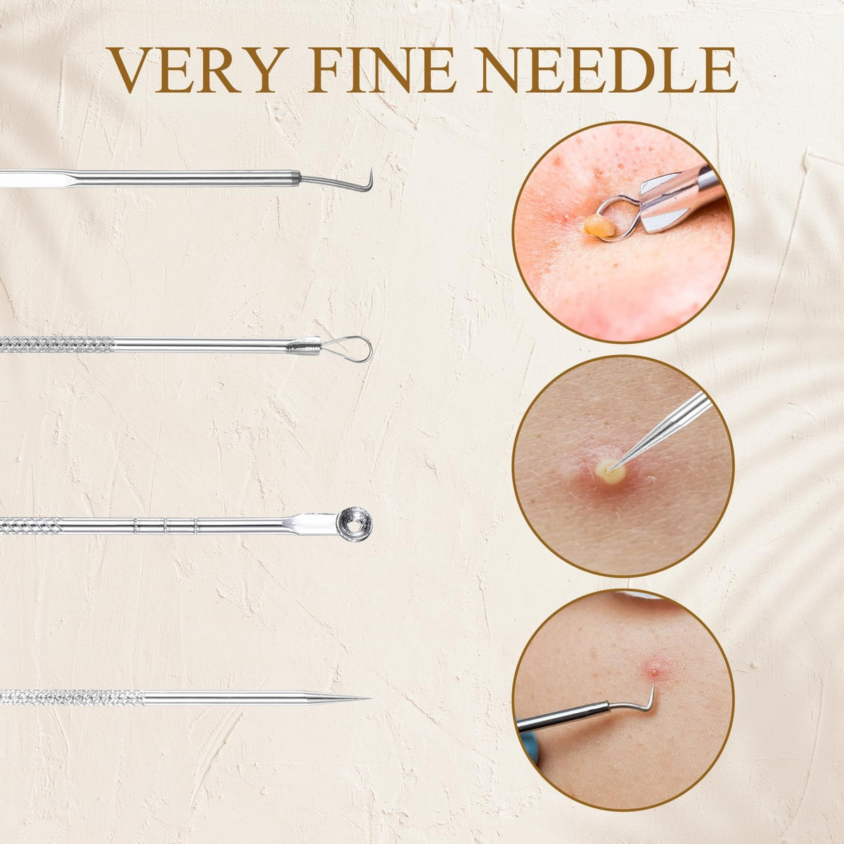 Professional Blackhead Removal Tool Kit - 9 Stainless Steel Pimple Extractors