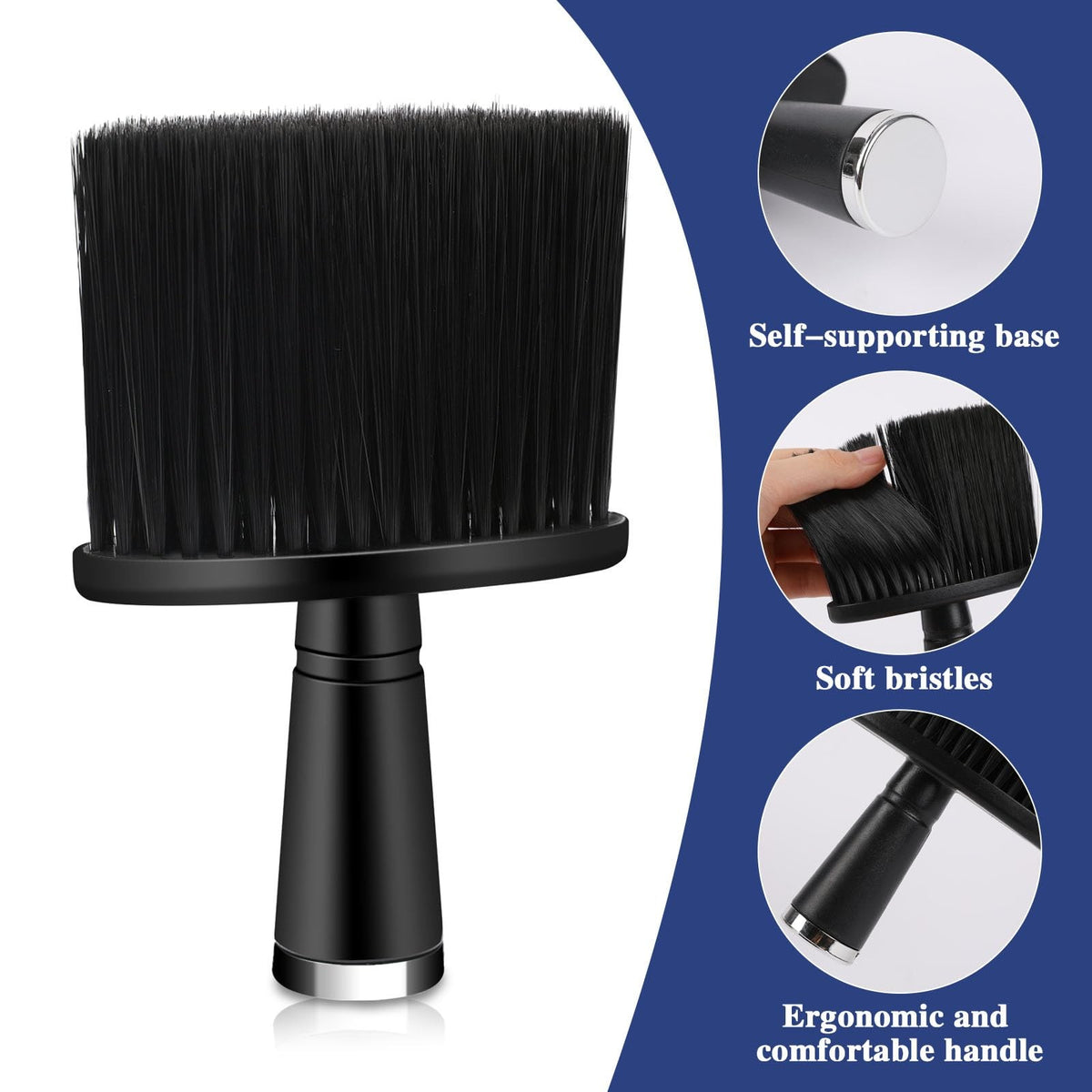 Barber Brush Set - Blade Cleaner & Neck Duster for Haircutting, Black