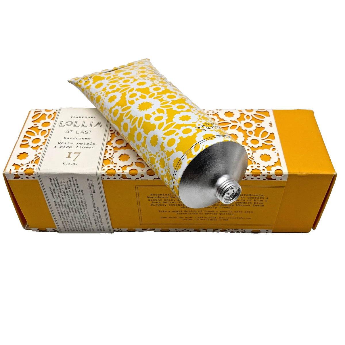 Lollia At Last Hand Cream #17 White Petals Rice Flower 4oz Moisturizer
