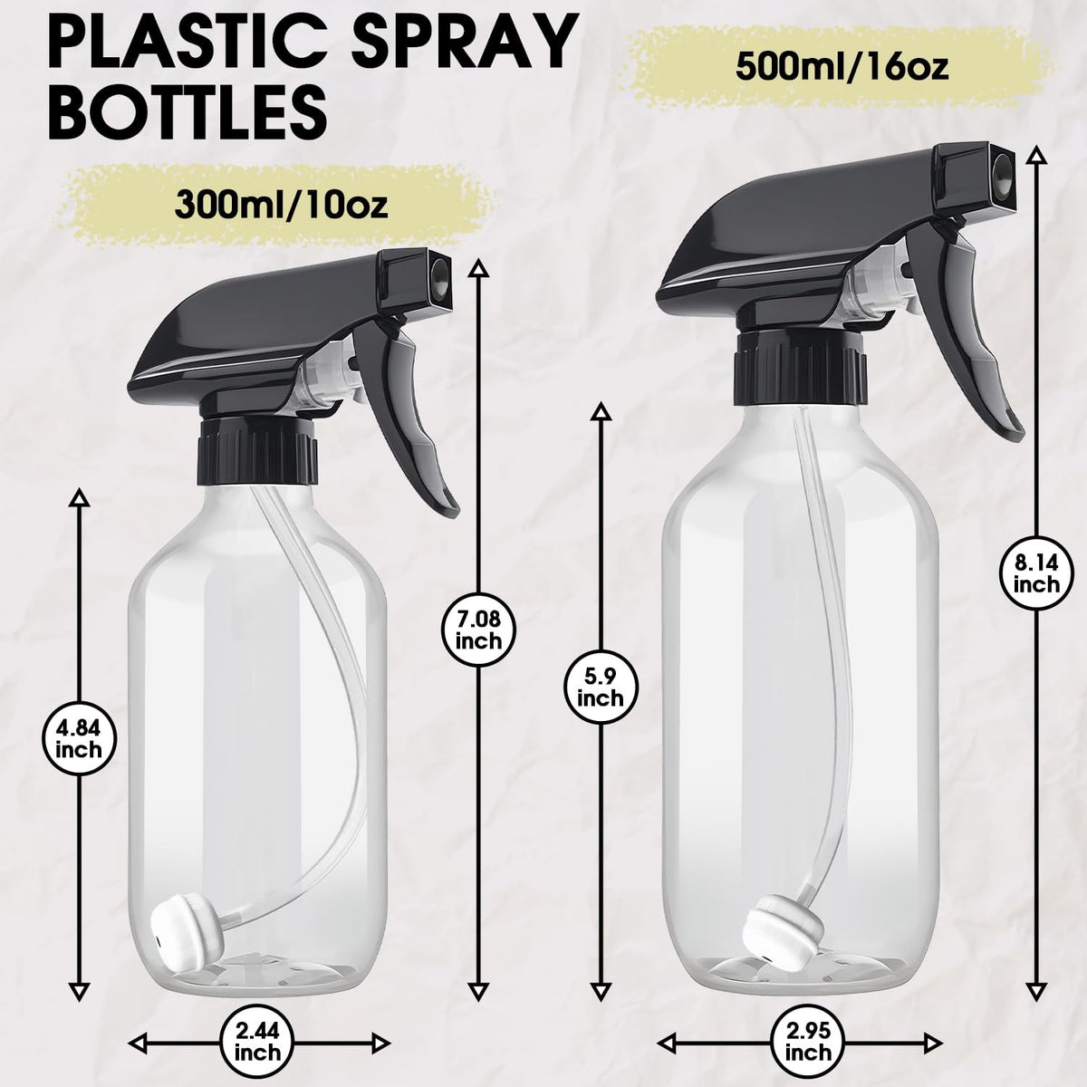 16oz Plastic Spray Bottles 2 Pack for Cleaning, Gardening & More