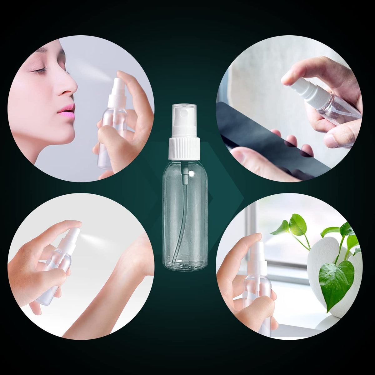 4oz Clear Plastic Spray Bottles Set with Funnels & Labels - Leak-Proof Travel Containers
