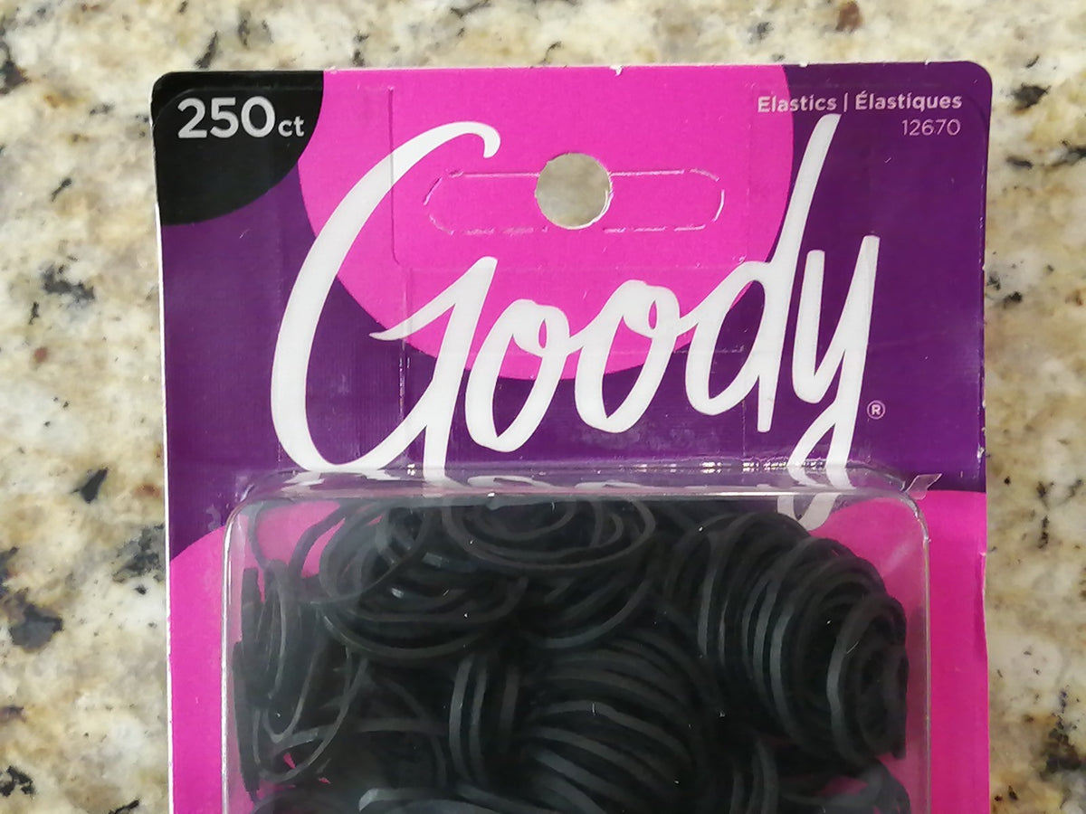 Goody Ouchless Rubberband Hair Elastics Mini Black 250 ct