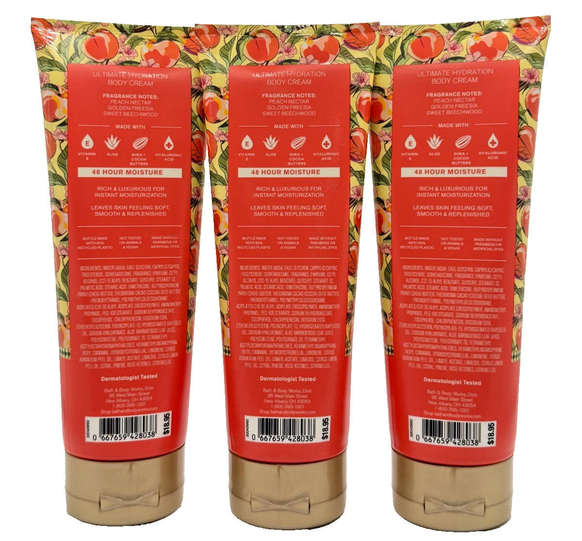 Bath & Body Works Body Cream Peach Blossom – Set of 3