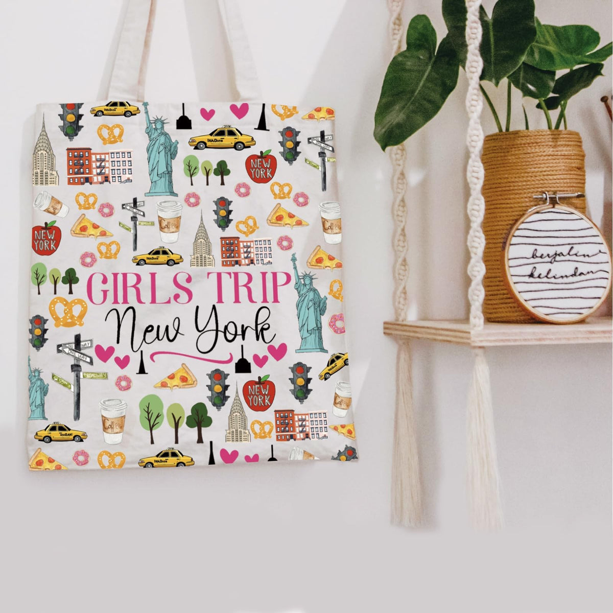 Large Canvas Tote Bag for Travel & Shopping - Girls Trip Souvenir