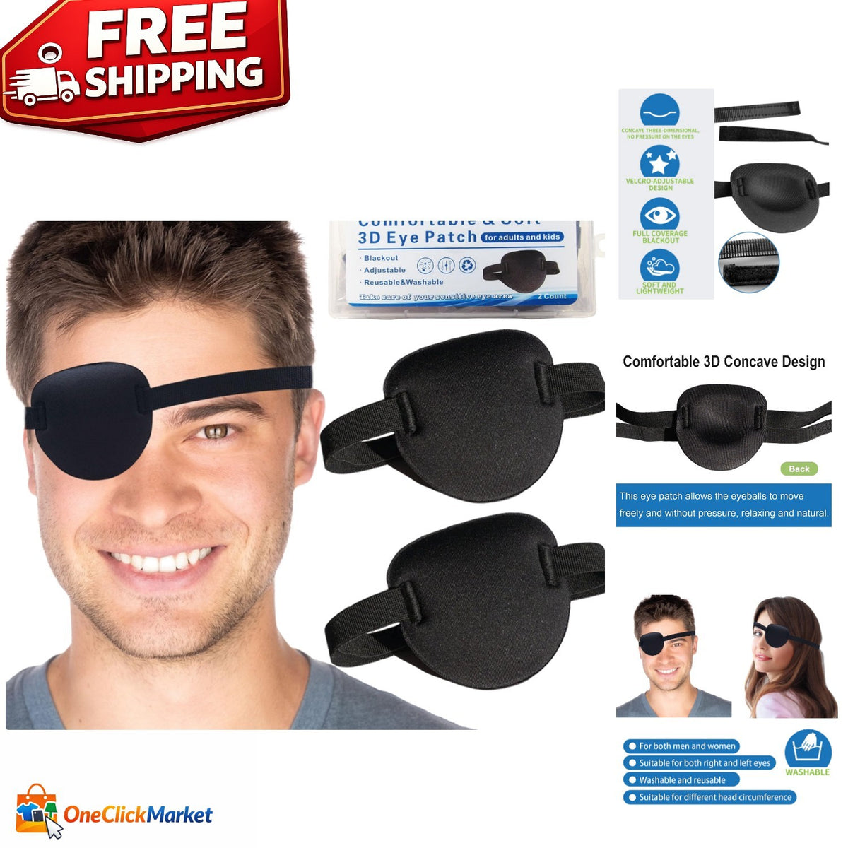 Adjustable 3D Eye Patches for Lazy Eye Treatment & Comfort