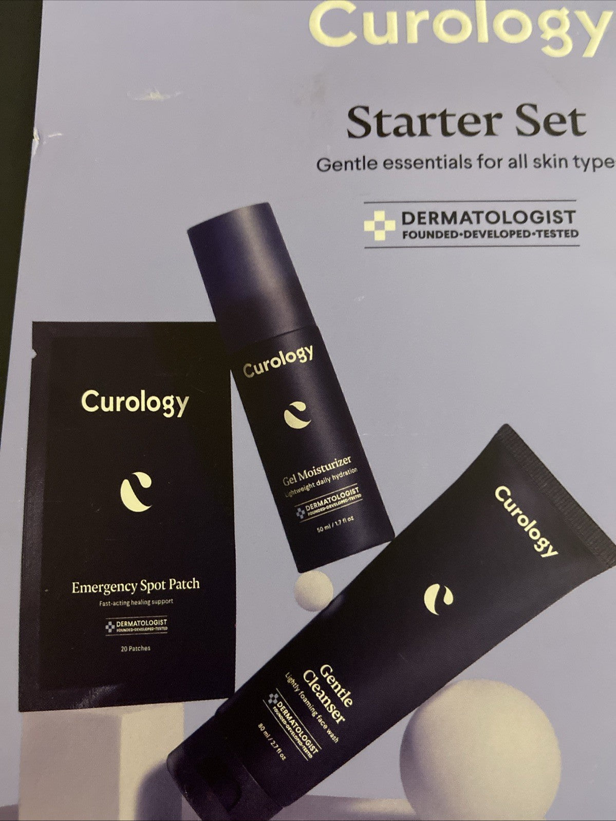 Curology Skincare Starter Set - Gentle Cleanser, Moisturizer & Spot Patches for All Skin Types