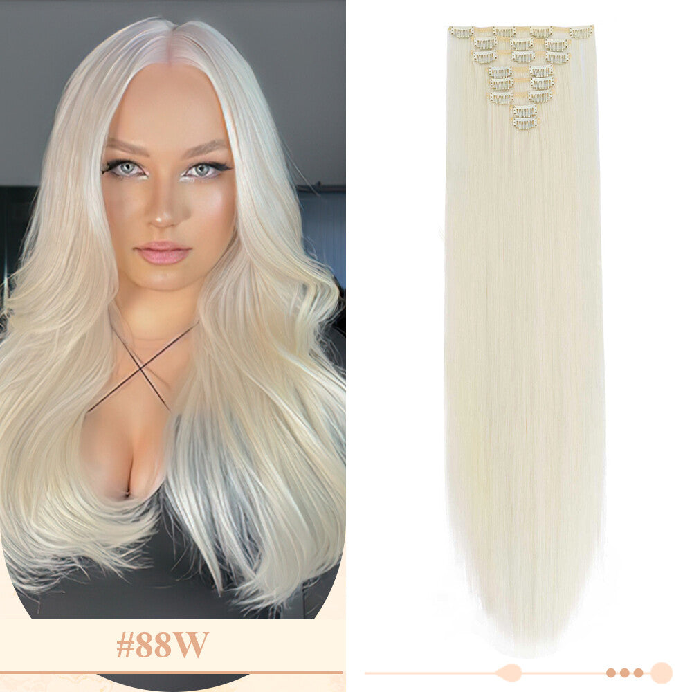 Clip-In Hair Extensions Full Head Ombre Highlight Synthetic Thick Hair 8-24 Inches