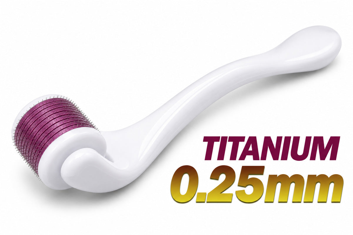 Titanium Microneedle Face Roller 0.25mm for Skin Rejuvenation & Hair Beard Care