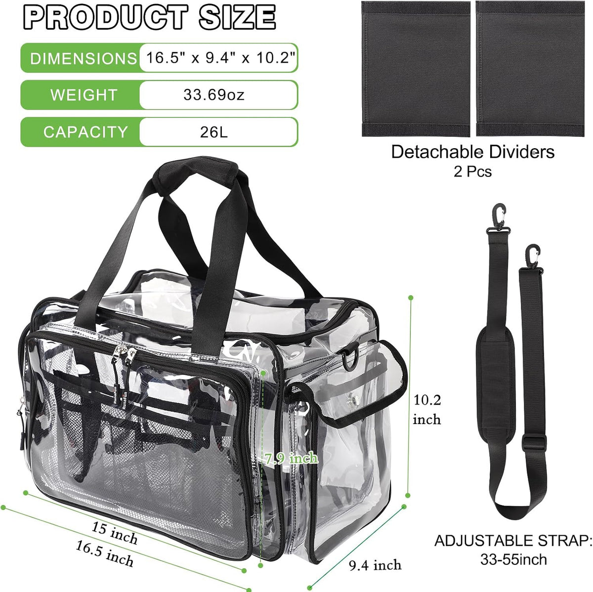 Large Clear Makeup Bag – Extra Large Clear Tote for Travel, Makeup Kit Organizer