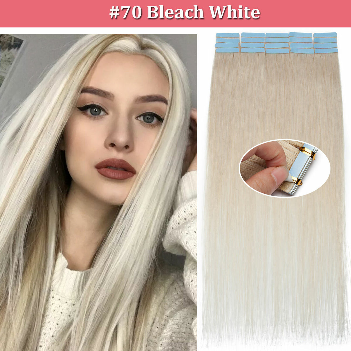 Remy Human Hair Tape Extensions - Natural, Tangle-Free, Reusable