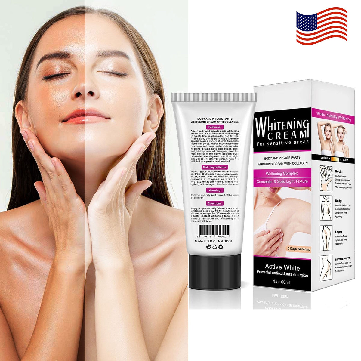 Dark Skin Brightening Cream for Full Body & Face - Lightening & Whitening