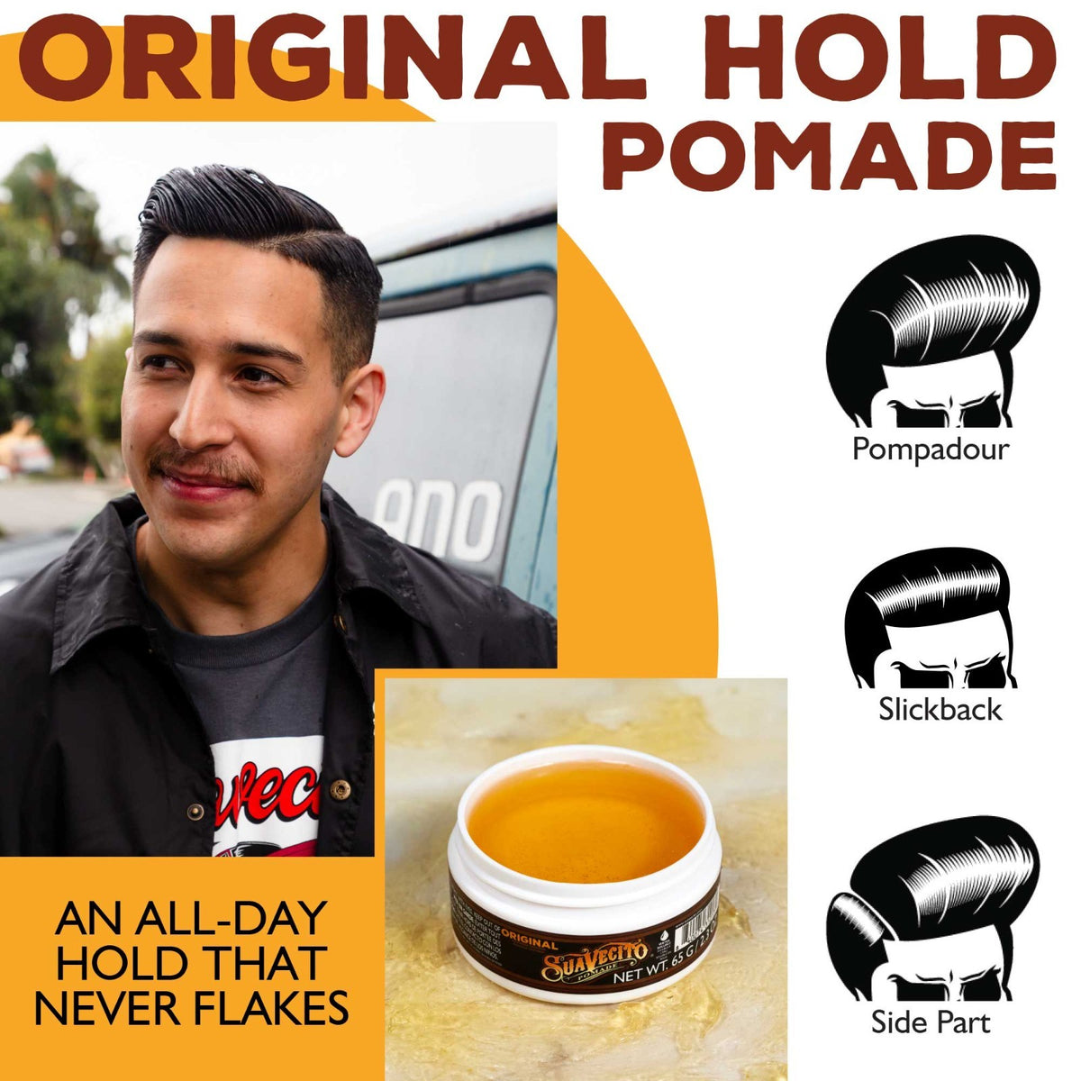 Suavecito Original Hold Pomade 2.3 oz - Medium Shine Water-Based Styling