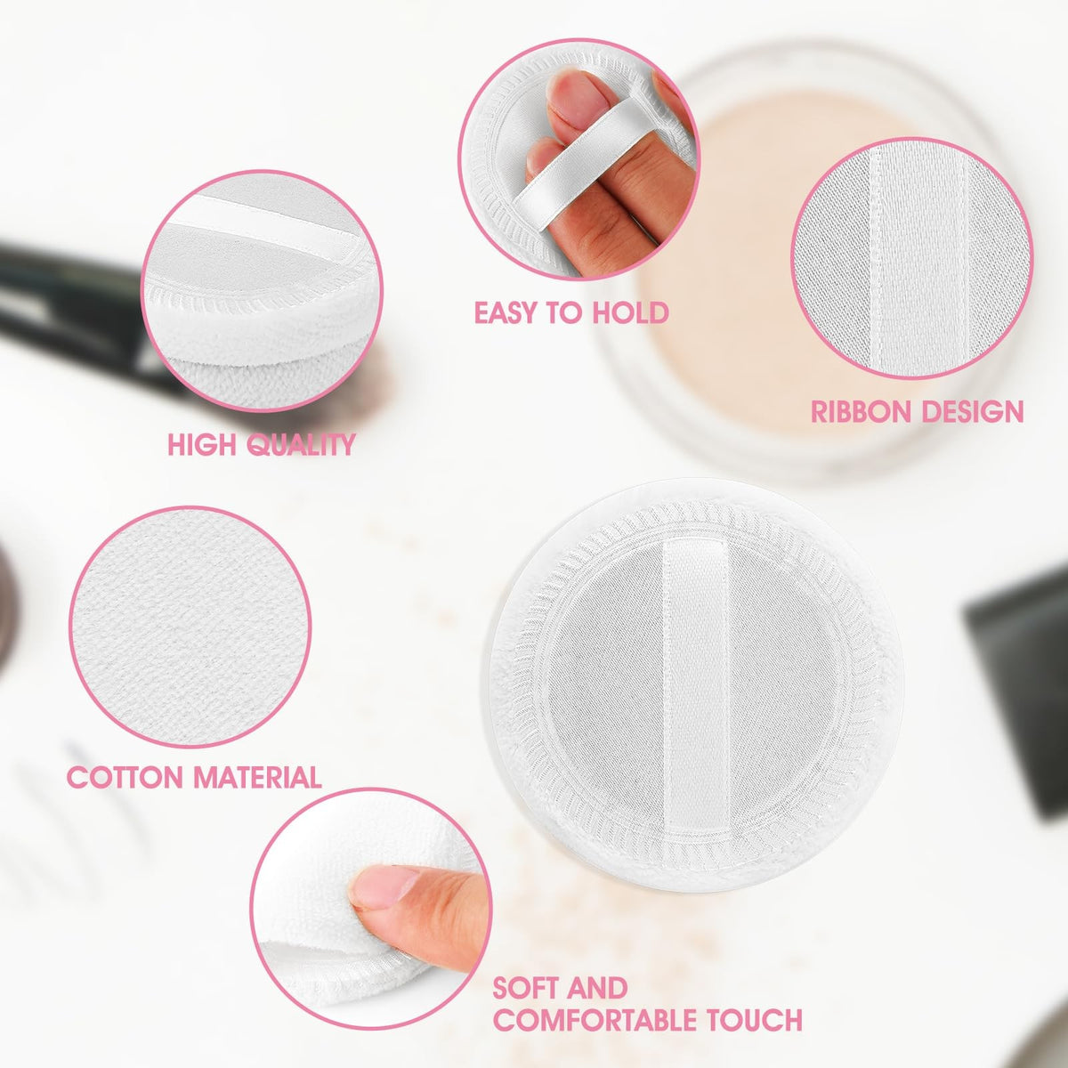 12 Pcs Makeup Powder Puffs Set - Soft Velour Face Sponges for Loose Powder