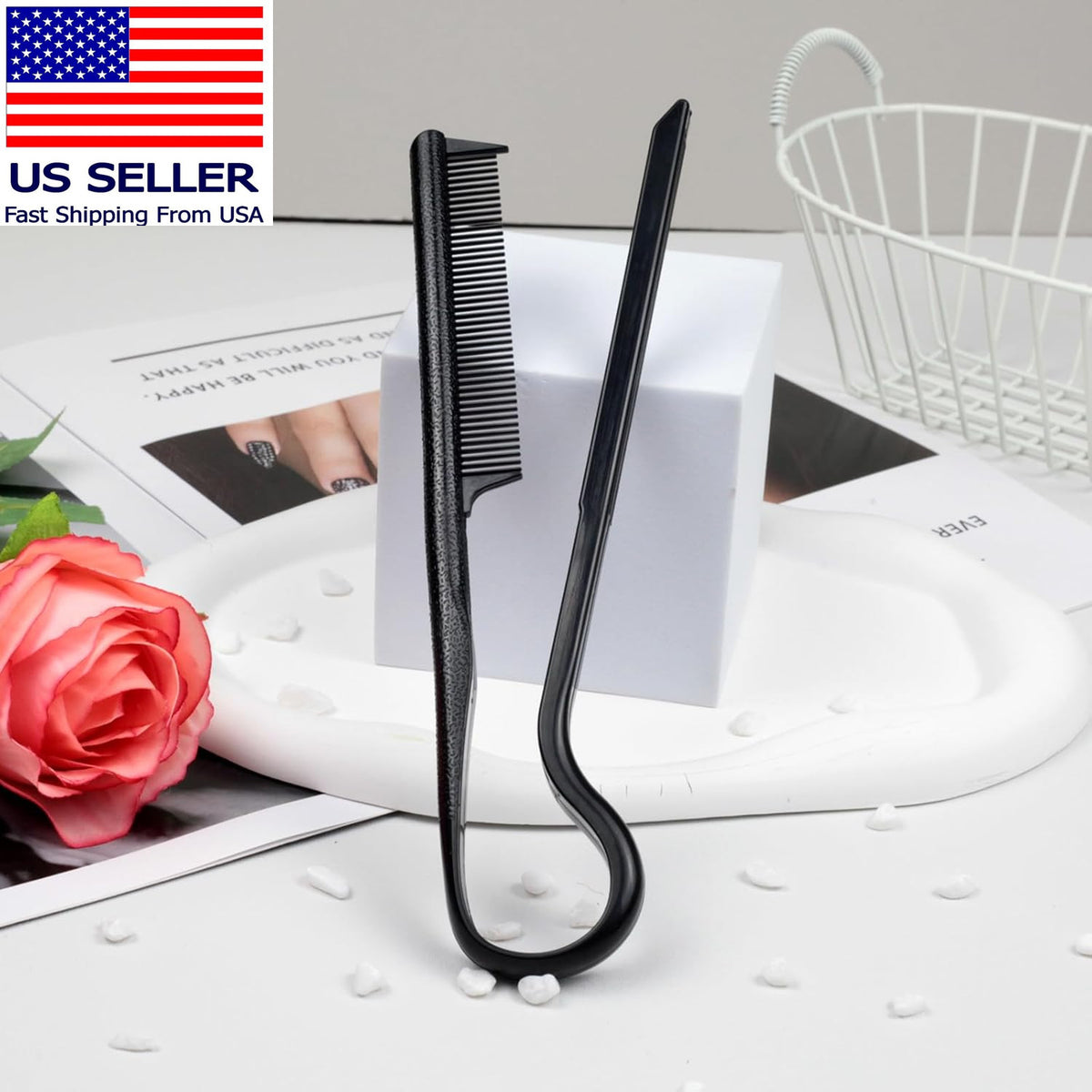 V-Shaped Portable Wheat Straw Hair Straightener Comb for Styling & Detangling