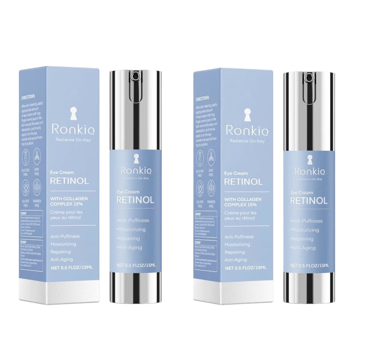 Retinol Collagen Eye Cream Set - Anti-Puffiness 0.5 fl oz x2