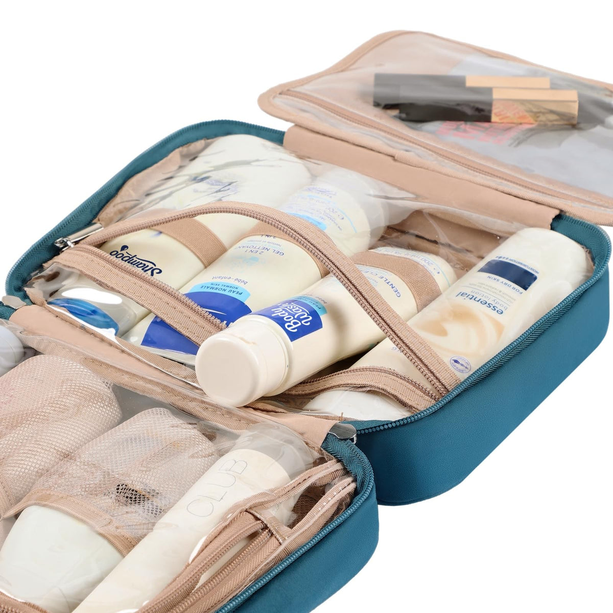 Medium Travel Toiletry Bag for Women - Hanging Makeup Organizer Lake Blue