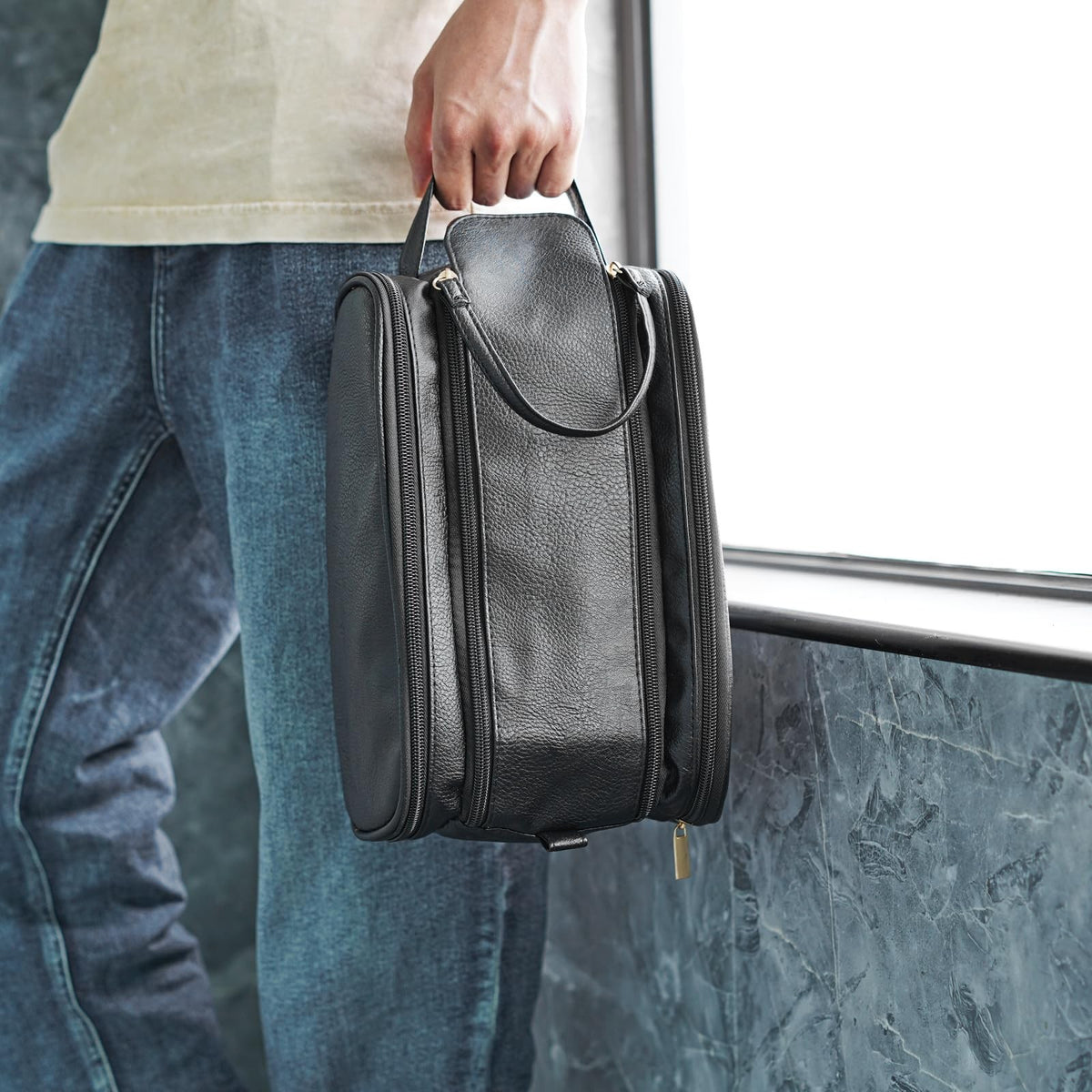 Large Water-Resistant Travel Toiletry Bag for Men with Multi-Compartments