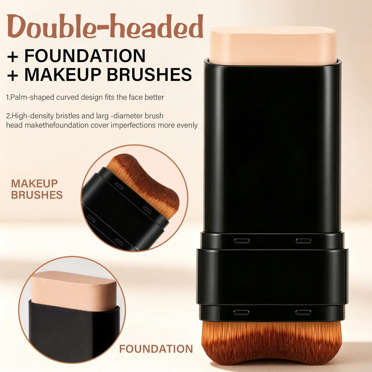 2-in-1 Concealer Foundation Stick with Brush - Full Coverage for Dark Circles