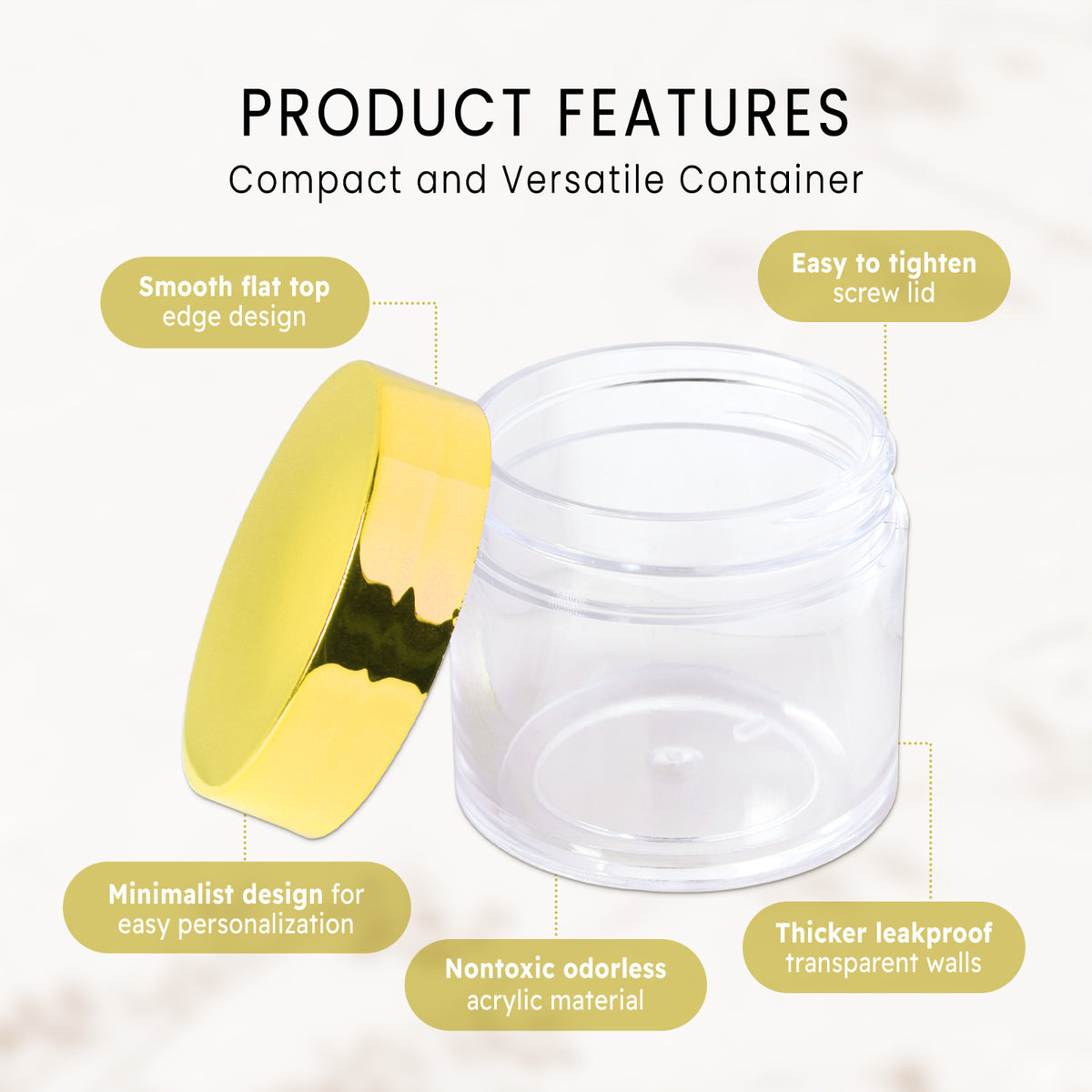 12 Pcs 30g Acrylic Sample Jars BPA Free for Cosmetics, Food & Art Storage