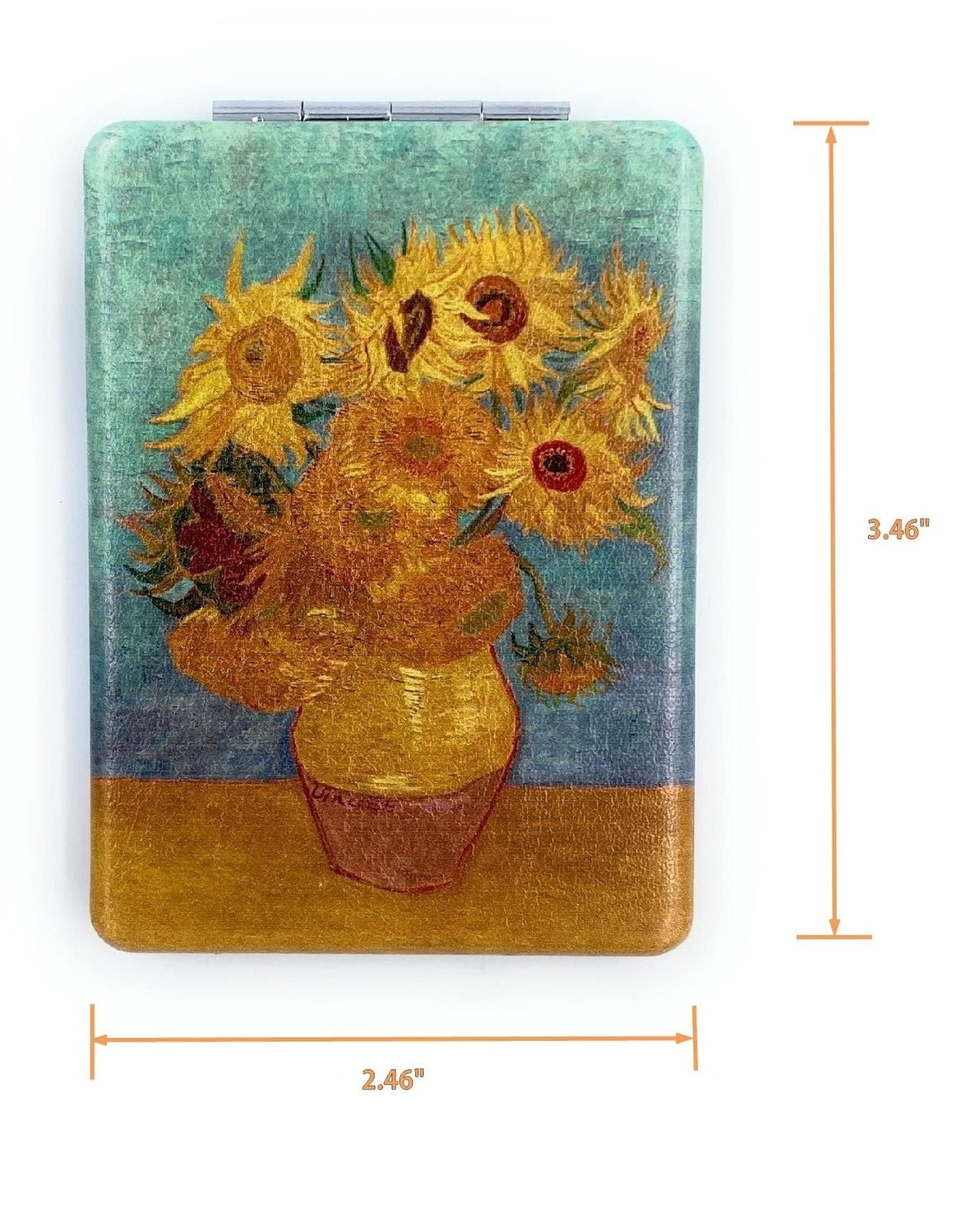Square Compact Mirror for Purse and Travel - Foldable, Magnifying, Lighted, Sunflowers Design