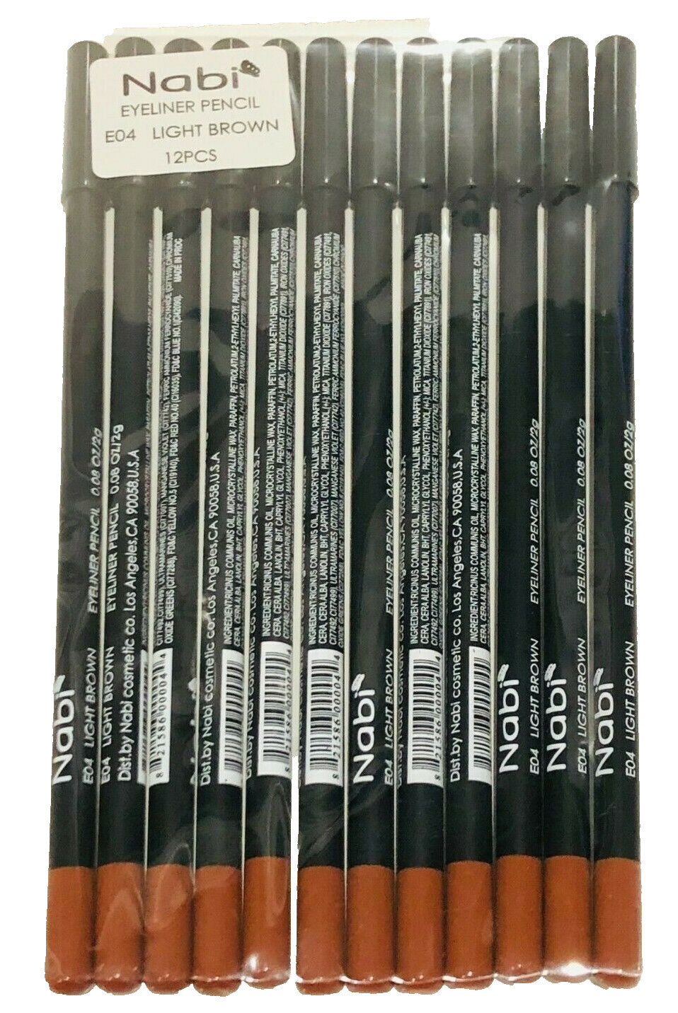 NABI Light Brown Eyeliner Pencil Set - 12 Long Lasting Makeup Pencils
