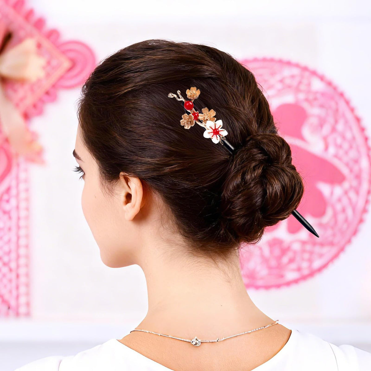 Earssa 8 PCS Wooden Hair Sticks Chinese Vintage Chopsticks Brown